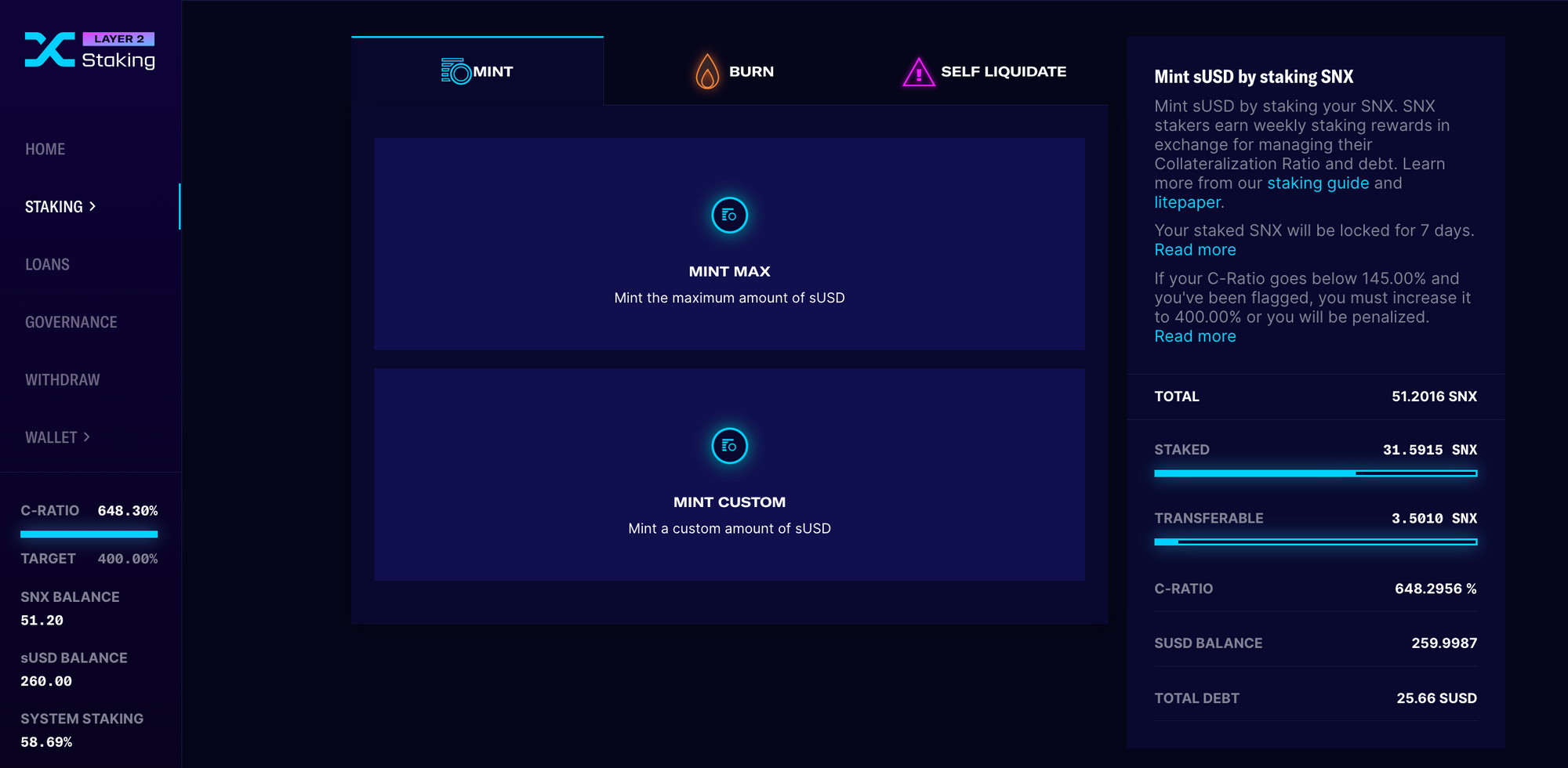 Staking SNX