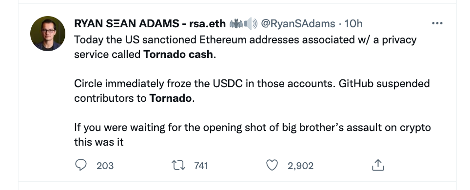 Ryan Sean Adams' tweet
