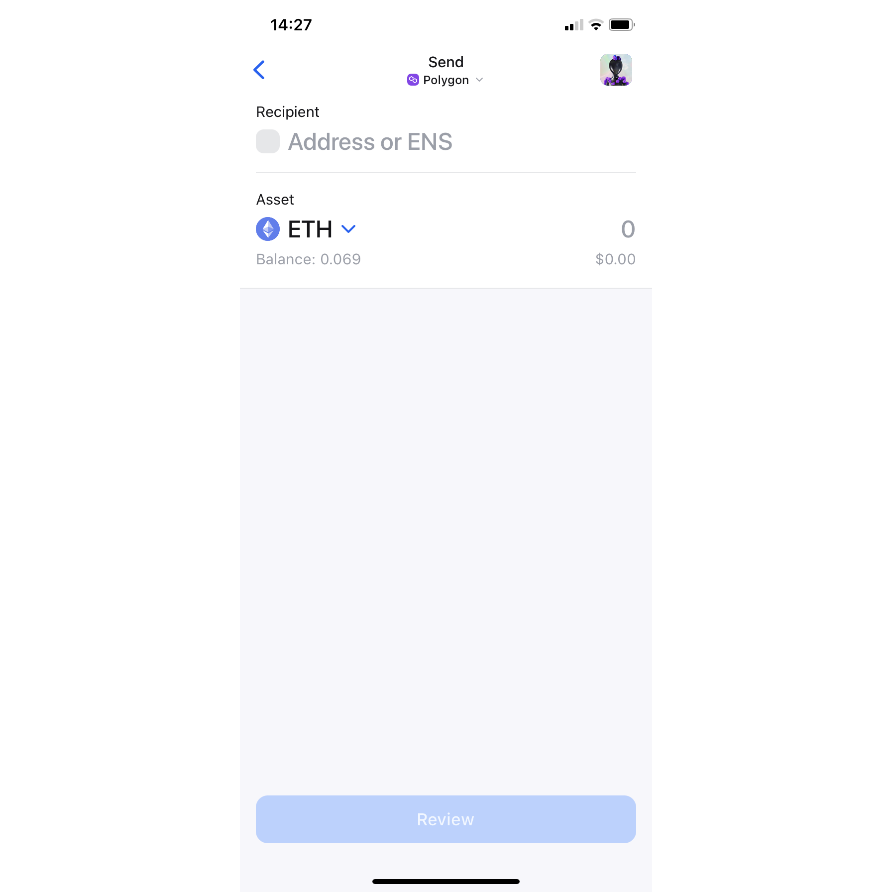 Send via any network in Zerion Wallet