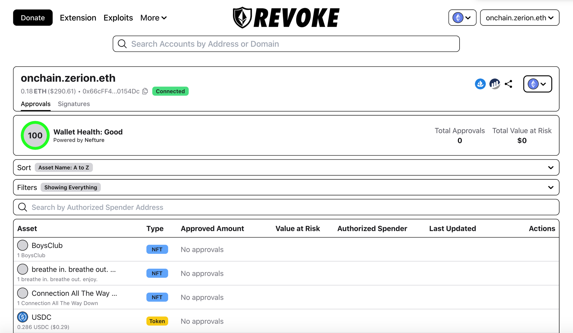 screenshot of revoke.cash