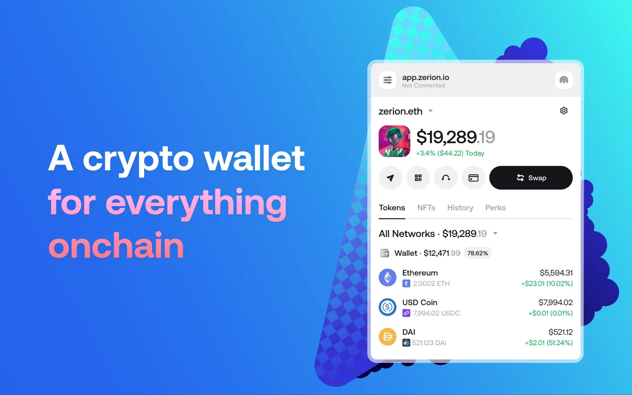 Zerion is your crypto wallet for everything onchain