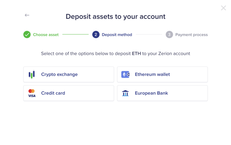 Select payment method for deposit