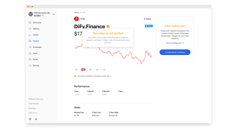 Zerion DeFi Blue Tick