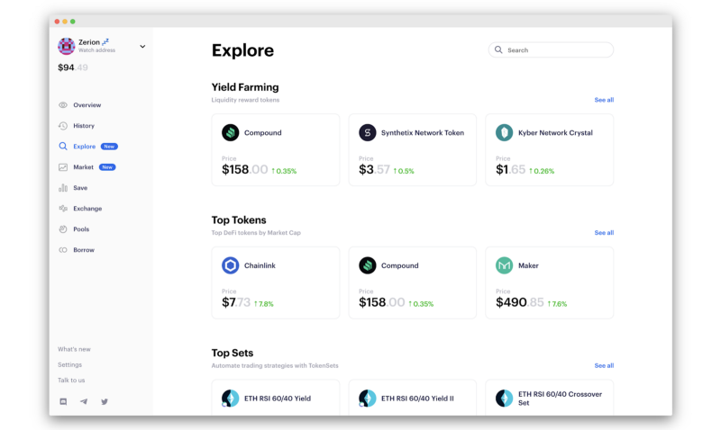 Explore DeFi with Zerion