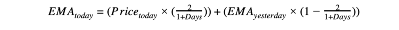 Exponential Moving Average (EMA) formula