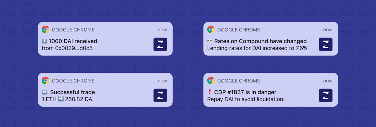 Push-notifications for DeFi