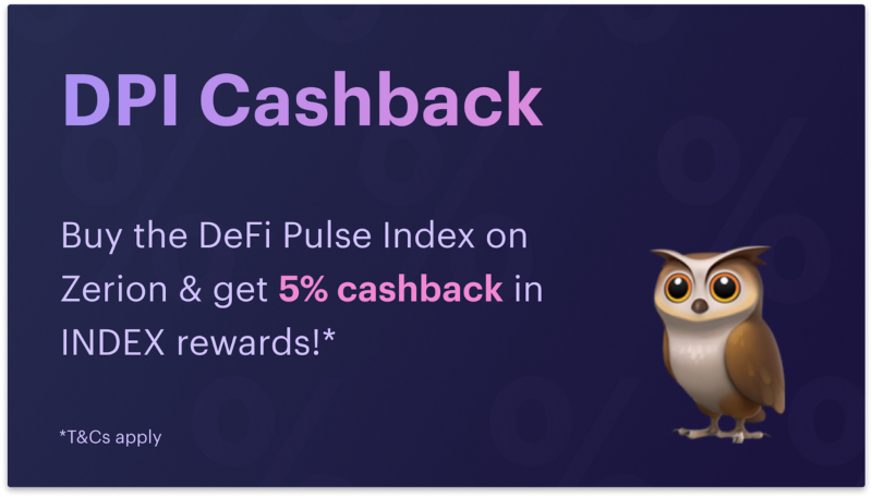 DeFi Pulse Index Cashback on Zerion