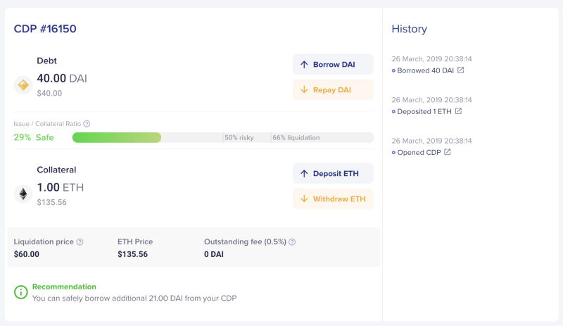 Borrow DAI directly from Zerion interface