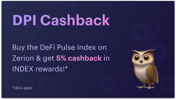 DeFi Pulse Index Cashback on Zerion